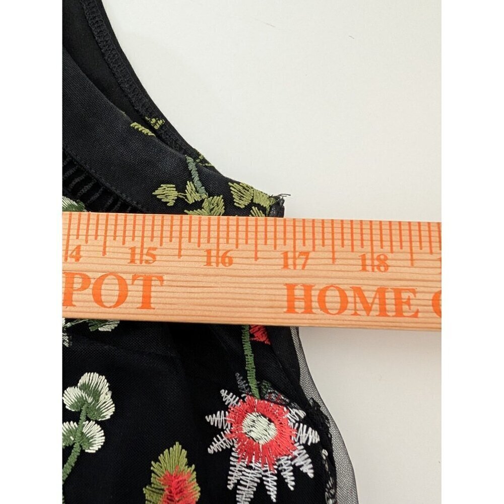 Cato Embroidered Floral Dress Womens Size Medium Black Lined Sleeveless Sheath - Picture 12 of 13